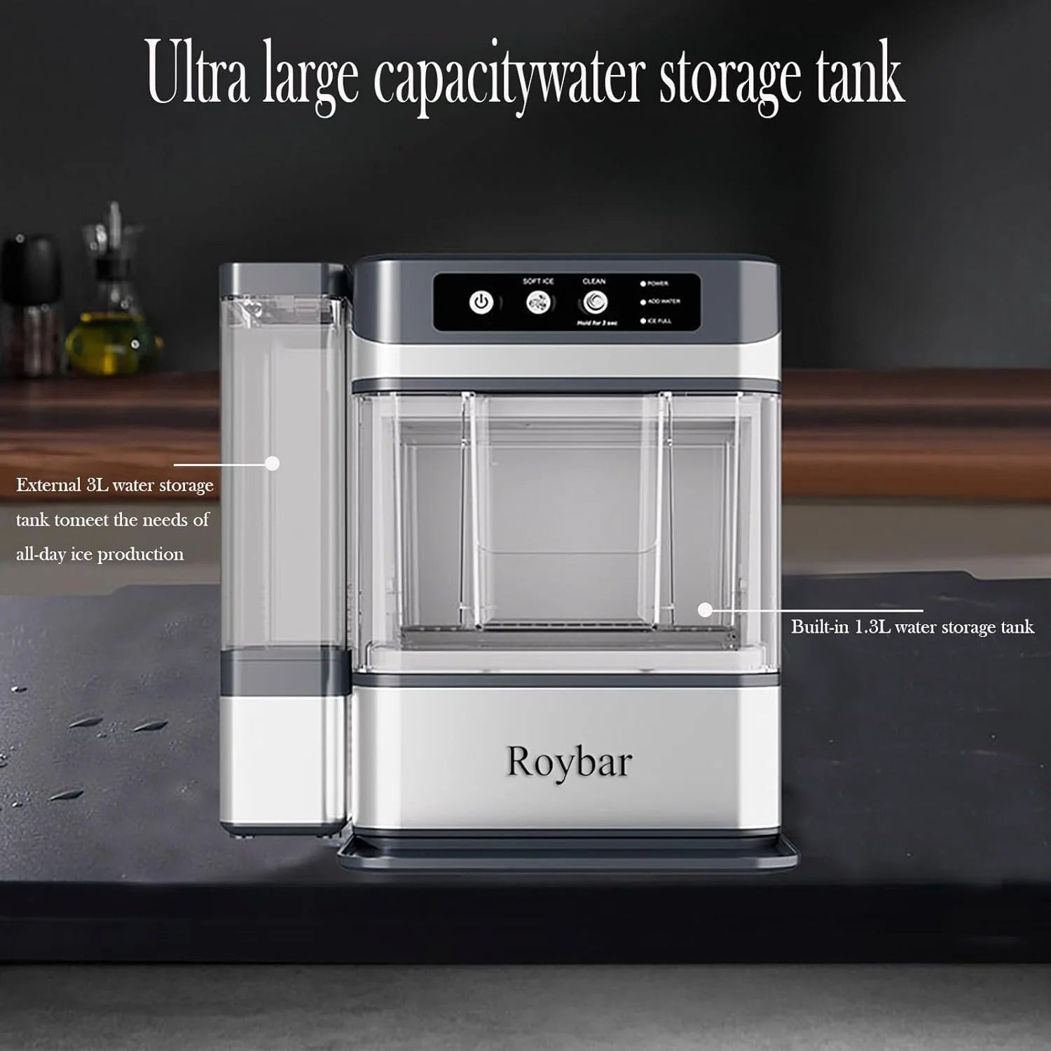 Large Capacity Ice Makers Countertop One-Click Operation Self-Cleaning Portable Ice Maker 41lbs/24H with There is A Detachable 3L Water Tank Ice Machine for Home,Bar,Office