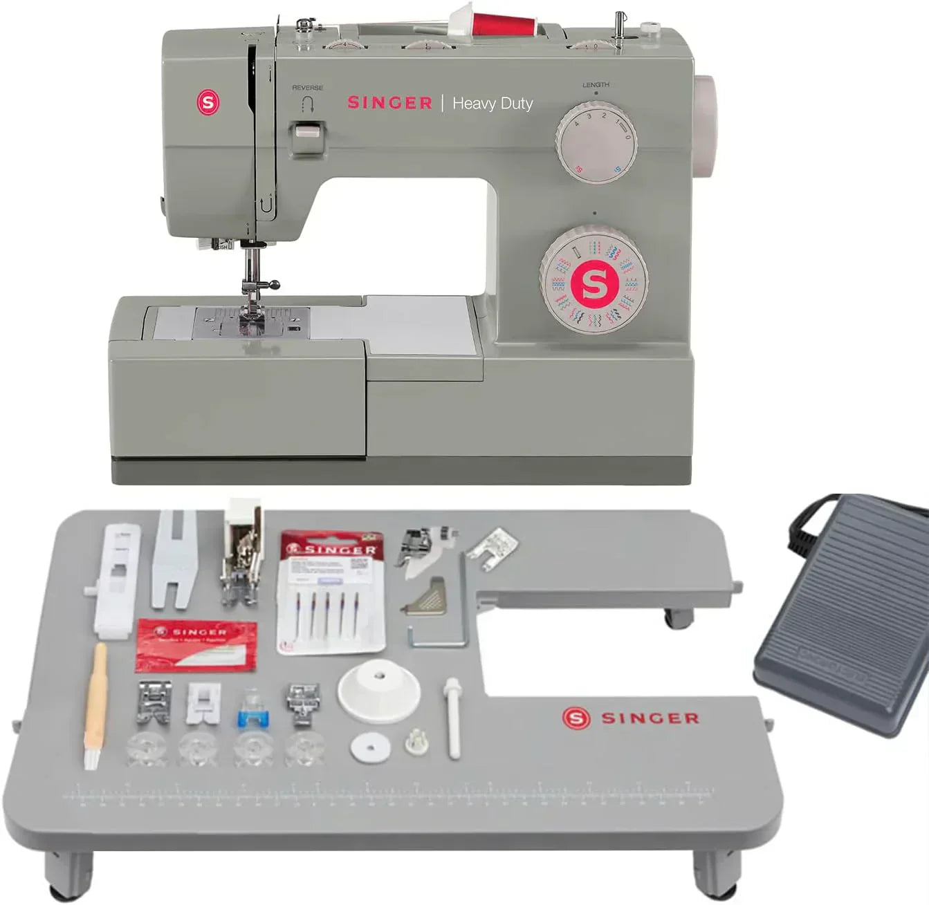 SINGER Heavy Duty 4452 High Speed Sewing Machine Accessory Kit Strong Motor 110 Stitch Applications