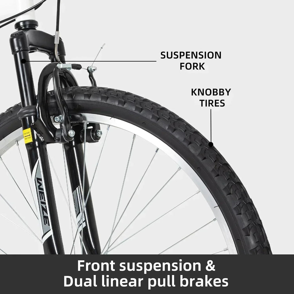 WEIZE Mountain Bike 26 27.5 inch Outdoor Hybrid Bikes 18-Speed High-Carbon Steel Full Suspension