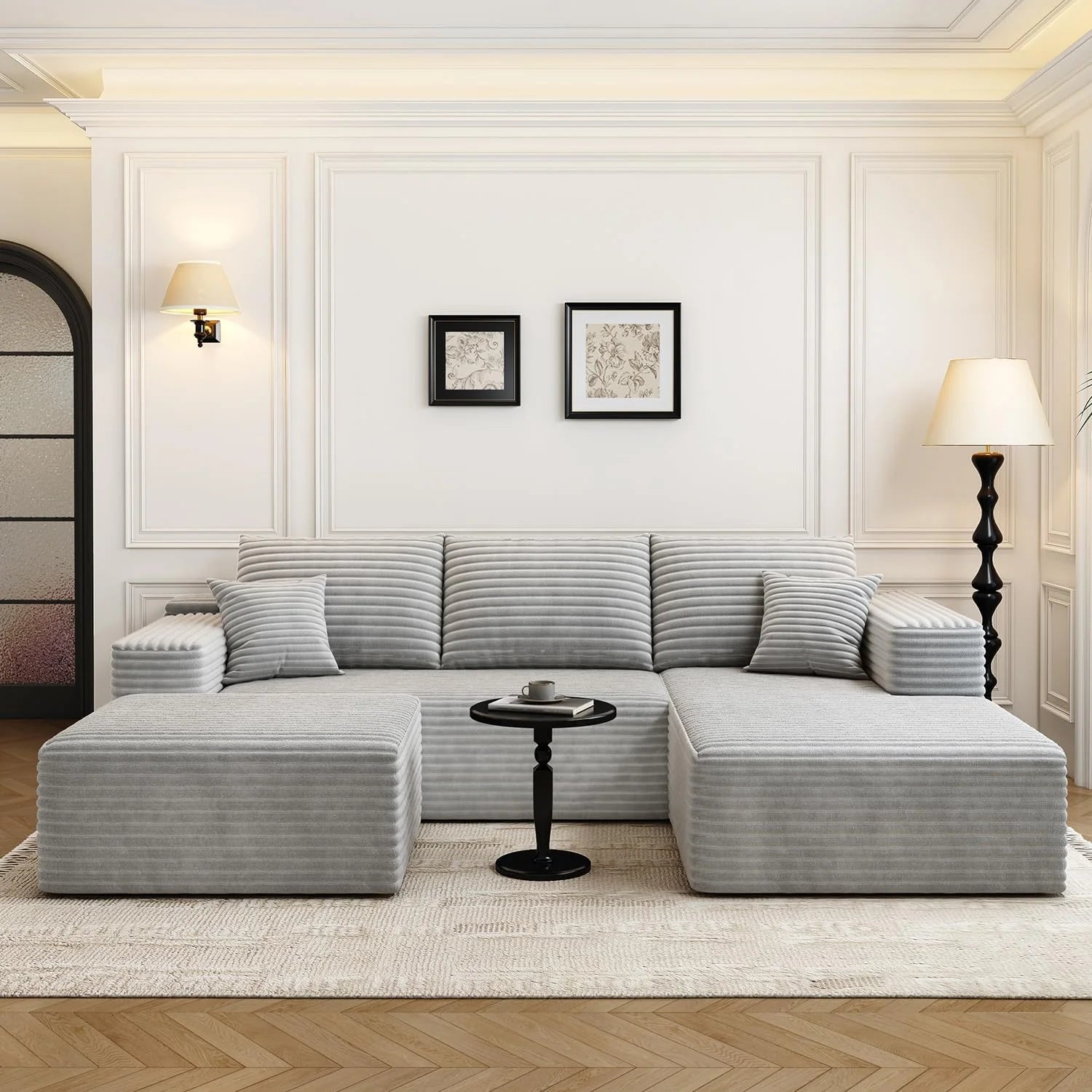 107.5 Cloud Modular Sectional Sofa Couch with L-Shape Chaise,Modern Minimalist Upholstered Couches