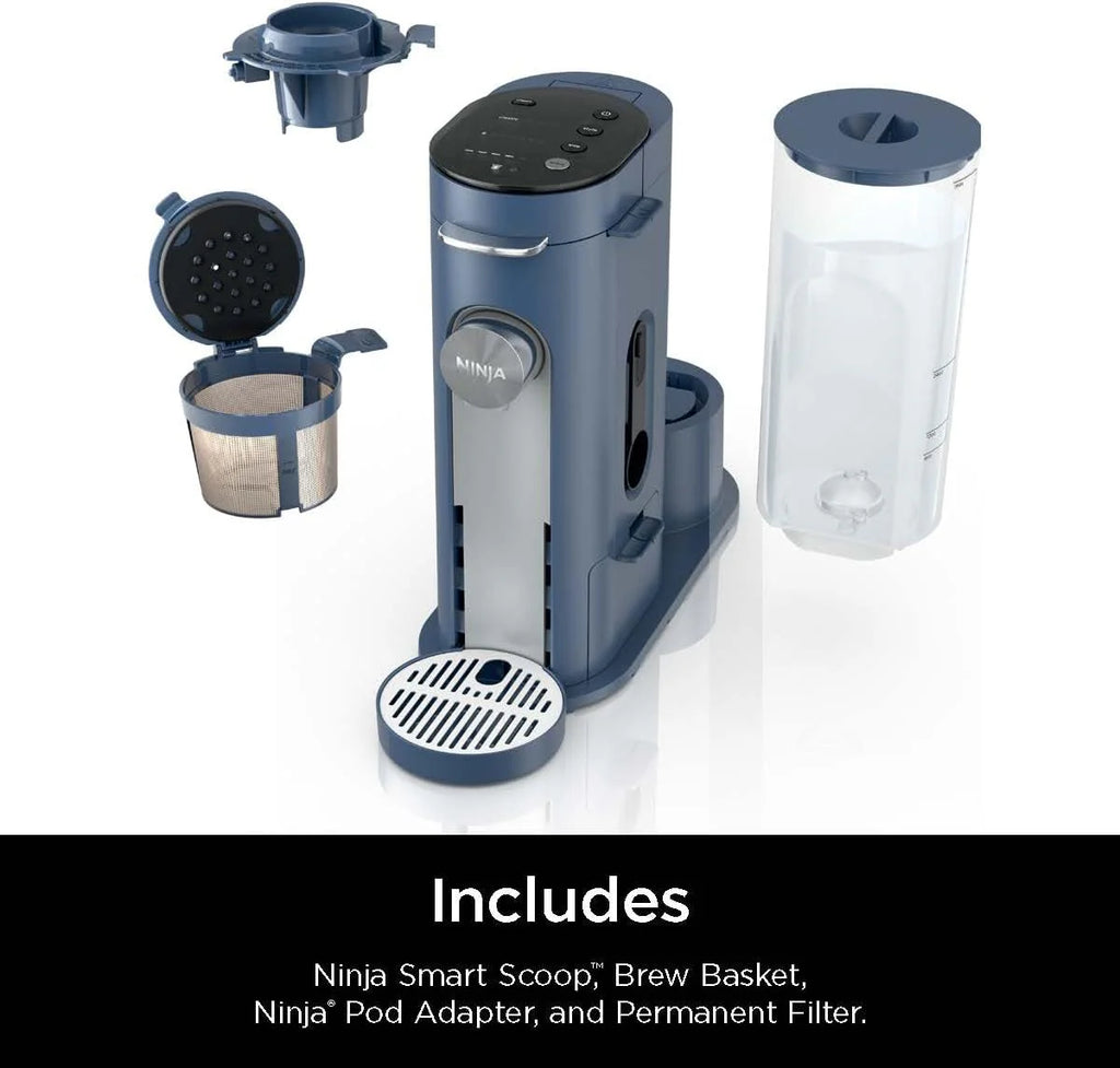 Ninja Pods & Grounds Single-Serve Coffee Maker, K-Cup Pod Compatible, Brews Grounds, Compact Design, 56-oz. Reservoir, 6-oz. Cup to 24-oz. Travel Mug Brew Sizes, Iced Coffee Maker, Stone, PB041ST
