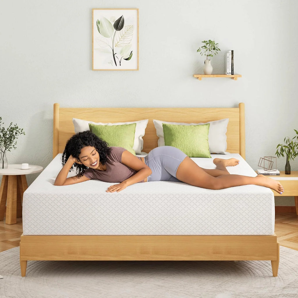 EGOHOME 8 Inch Twin Mattress, Memory Foam Mattress with Cooling Green Tea Gel, Relieve Pressure with Medium Firm Support, CertiPUR-US Certified, 75''L x 38''W, White