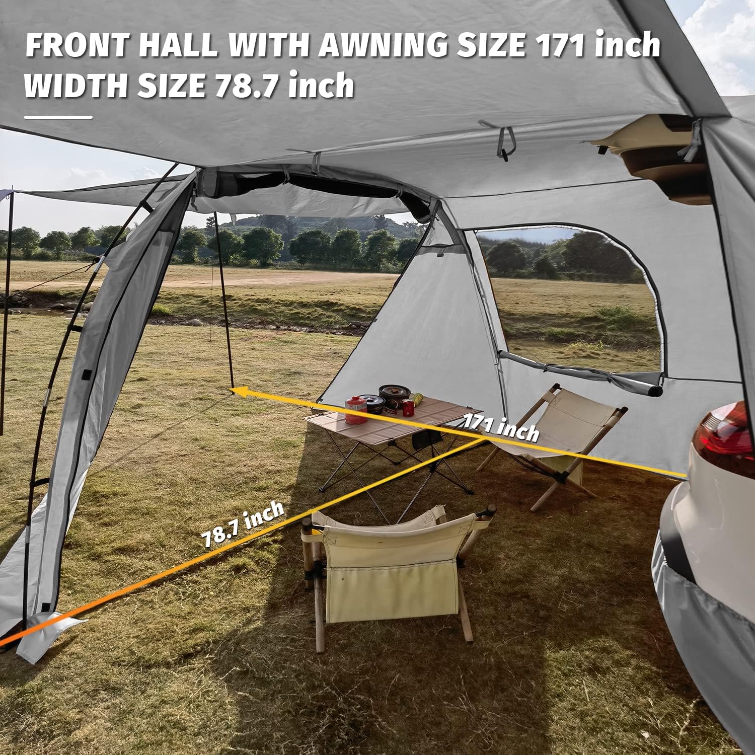 KAMPKEEPER SUV Car Tent, Tailgate Shade Awning Tent for Camping, Vehicle Camping Tents Outdoor Travel (Black)