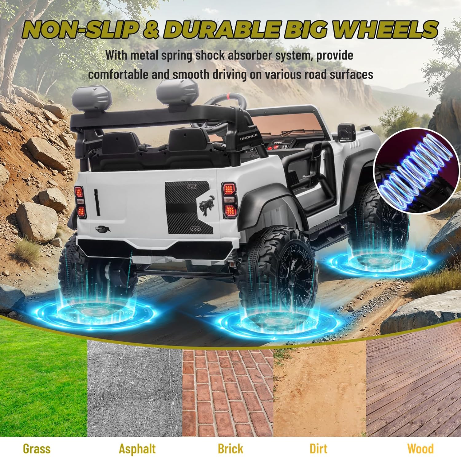 Bronco Raptor Two-Seater Ride-On Car Truck Toy Blue