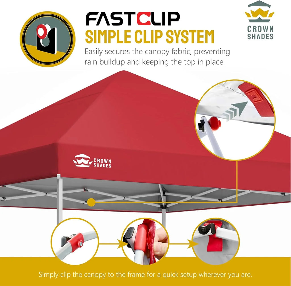 10x10 Pop-Up Awning - One-Click Installation Beach Tent - Outdoor Sunshade Silver Coated Top, 3 Heights and 4 Sand Pockets