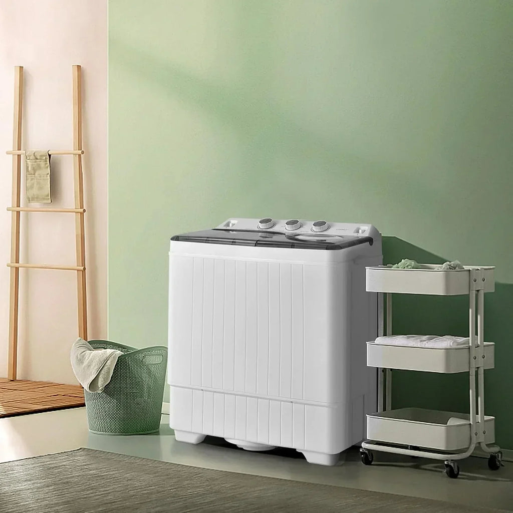 COSTWAY Double Tub 26 lb Capacity Laundry 18 lb 8 lb Spin Combo Drain Pump Washing Machine