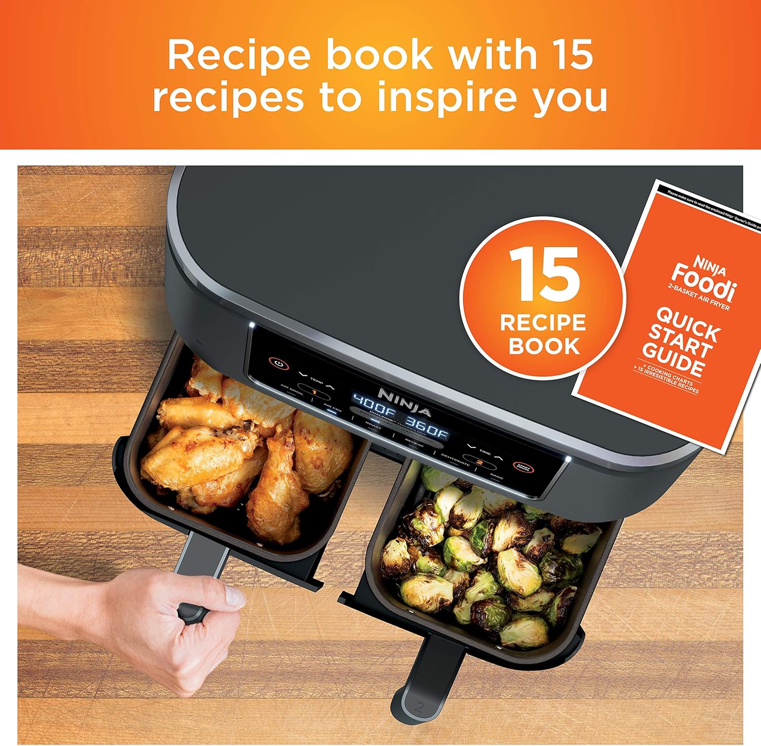 Ninja Foodi 6-in-1 FlexBasket Air Fryer with 7-Quart MegaZone and Basket Divider