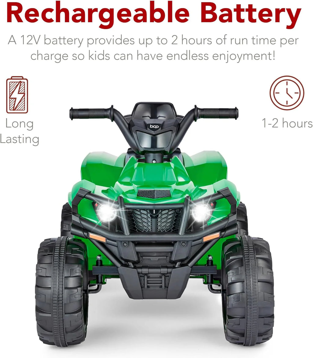 Best Choice Products 12V Kids Ride-On Electric ATV, 4-Wheeler Quad Car Toy w/Bluetooth Audio, 2.4mph Max Speed, Treaded Tires, LED Headlights, Radio