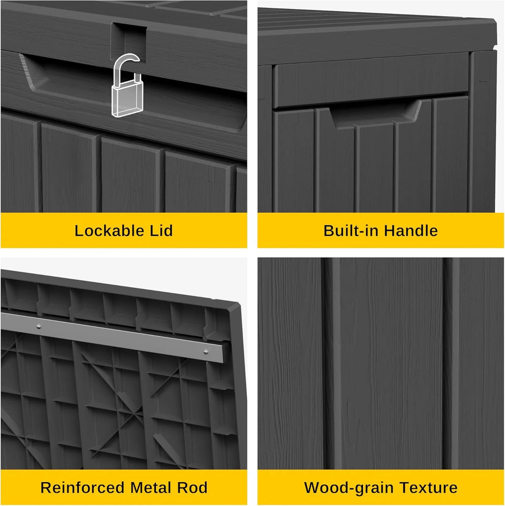 EAST OAK Outdoor Storage Box, 60 Gallon Deck Box Indoor and Outdoor Use, Waterproof Resin Storage Bin