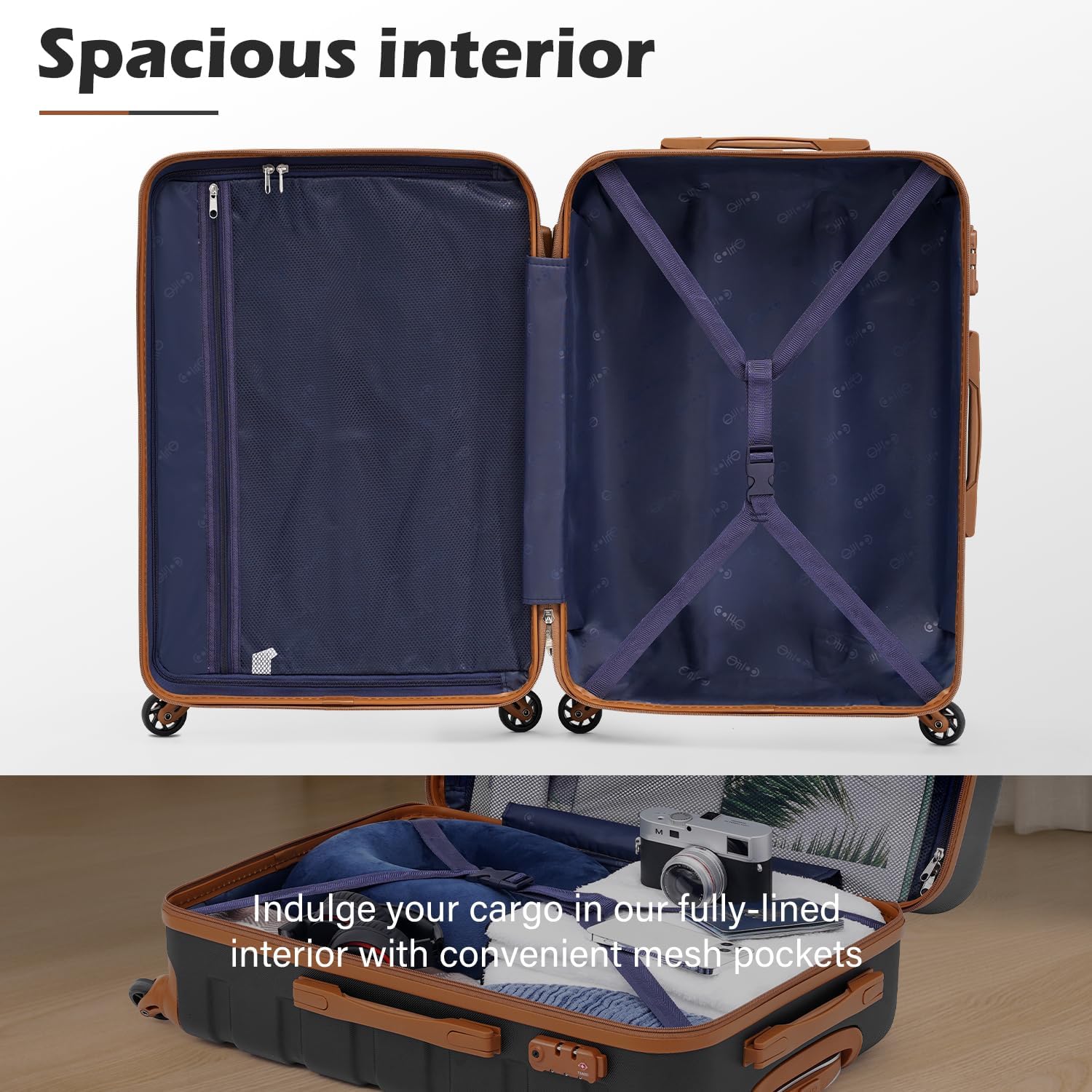 Coolife Luggage 3 Piece Set Suitcase Spinner Hardshell Lightweight TSA Lock
