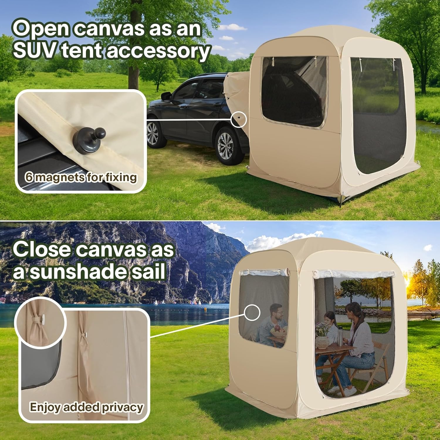 Alvantor Screen House Gazebo, 6-10-15 Person Pop Up Igloo Screened Canopy Tent with Mosquito Netting Sides, Instant UV Resistant Sun Shelter for Garden, Patio, Backyard
