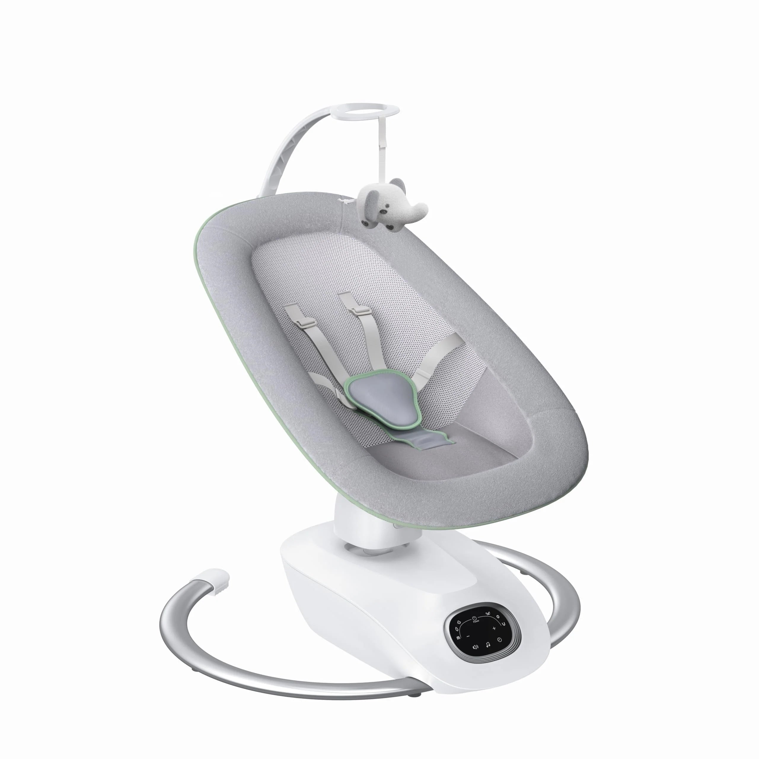 CocoSway 3D Baby Swing, Electric Swing for Infants, 6 Motions & 4 Speeds, Remote Control, 8 Lullabies, Comfort for Babies Up to 20 lbs, Cobblestone