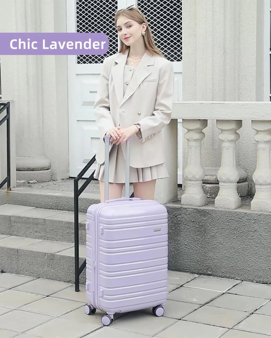 6-piece luggage set, expandable hardshell suitcase set with spinner wheels, lightweight rolling luggage set