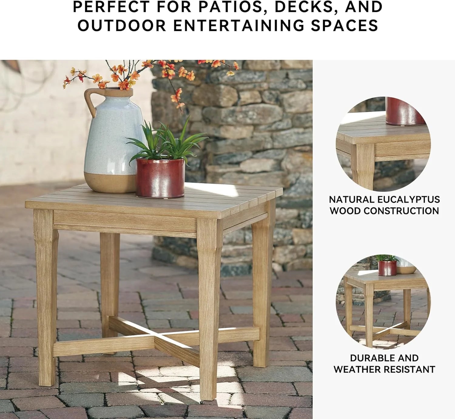Coastal view outdoor terrace eucalyptus sofa