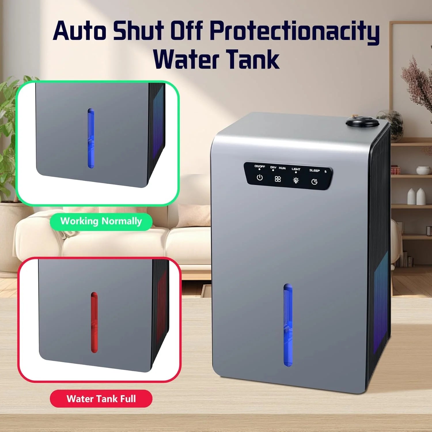 Dehumidifier,2 in 1 Humidifier Dehumidifier Combo,102 OZ Water Tank Dehumidifiers for Home Bedroom,Basement Bathroom,Auto Shut Off,Sleep Mode,7 Colors LED Light