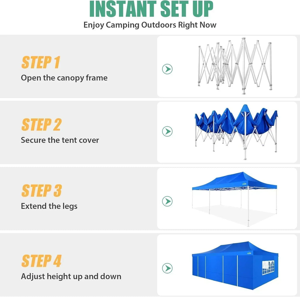 COBIZI 10x20 Heavy Duty Pop up Canopy Tent 6 sidewalls Commercial Canopy Wedding Party Tents