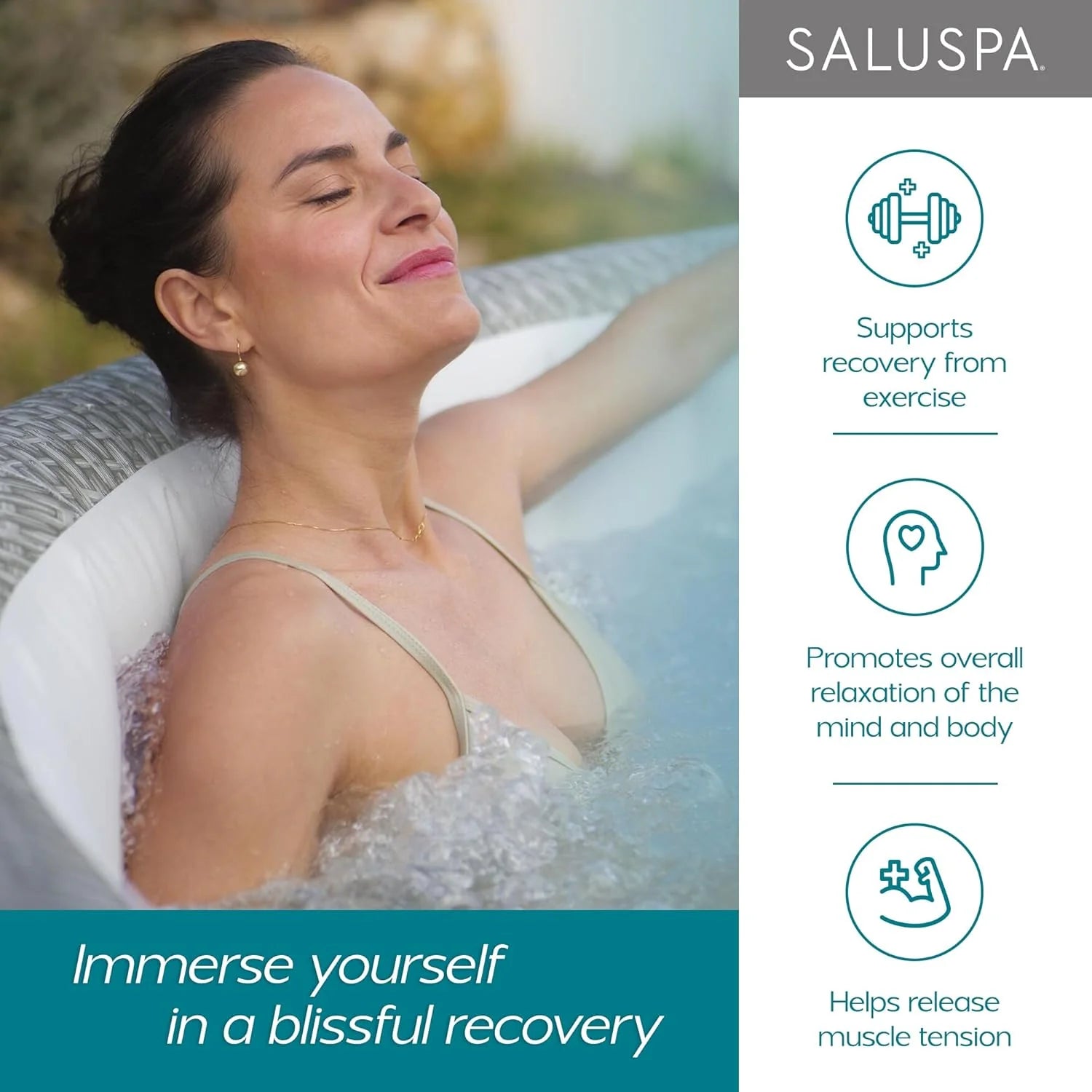 SaluSpa Aruba AirJet Large Round 2 to 3 Person Inflatable Hot Tub Portable Outdoor Spa with 110 AirJets and EnergySense Cover, Grey