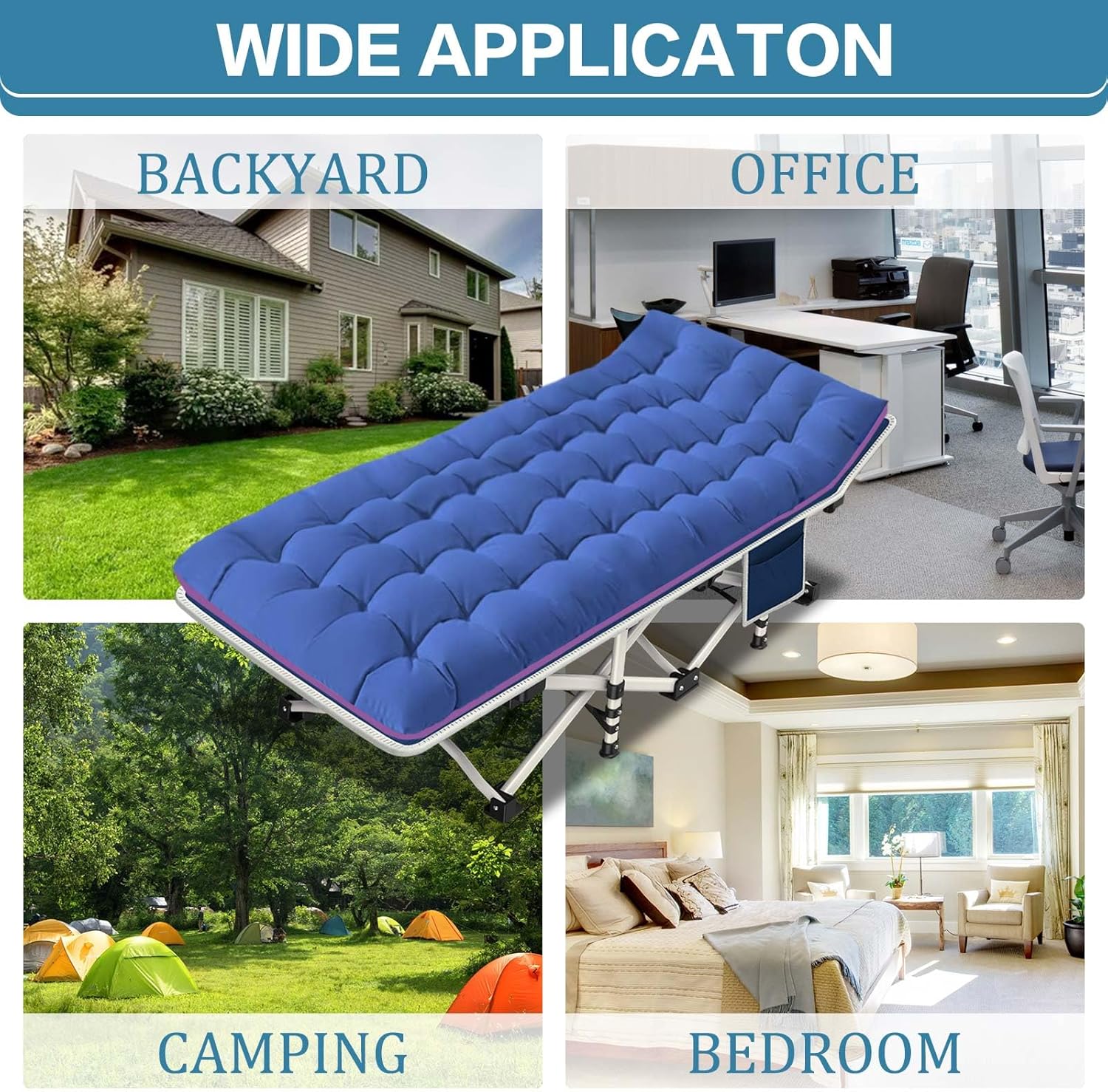 2-Pack Camping Cots with Mattress Comfortable Folding Bed Heavy Duty Baby Cot