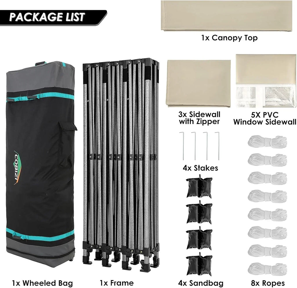 COBIZI 10x20 Heavy Duty Pop up Canopy Tent 6 sidewalls Commercial Canopy Wedding Party Tents