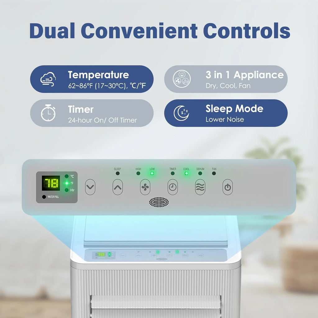 Air Choice Portable Air Conditioner, 10000 BTU Air Conditioner Portable for Room Up to 450 Sq.Ft, Remote Control, 24H Timer, Dehumidifier & Fan Modes, 3-in-1 AC Unit with Window Kit for Home Office