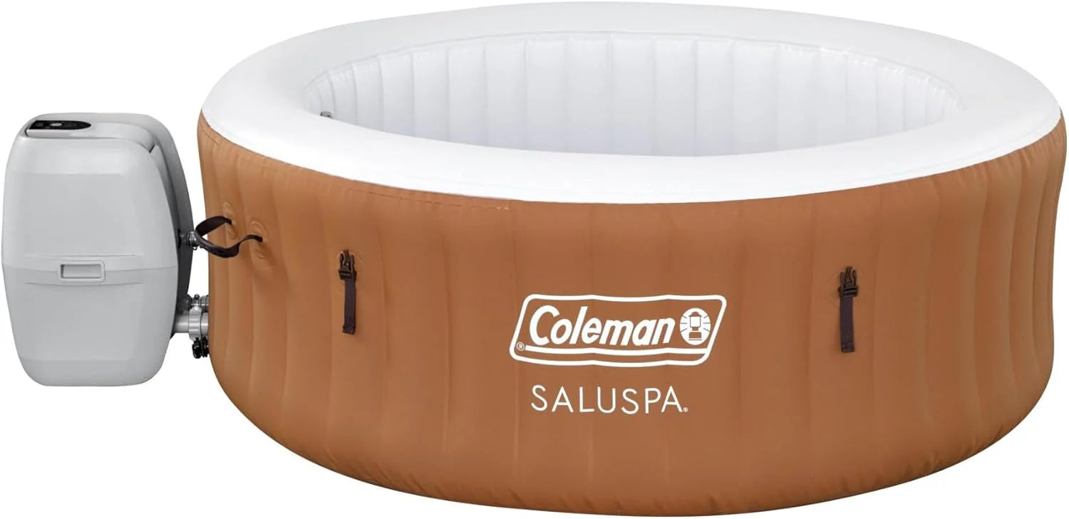 Coleman SaluSpa Miami AirJet 2 to 4 Person Round Inflatable Hot Tub Portable Outdoor Spa with 120 Soothing AirJets and Insulated Cover, Black