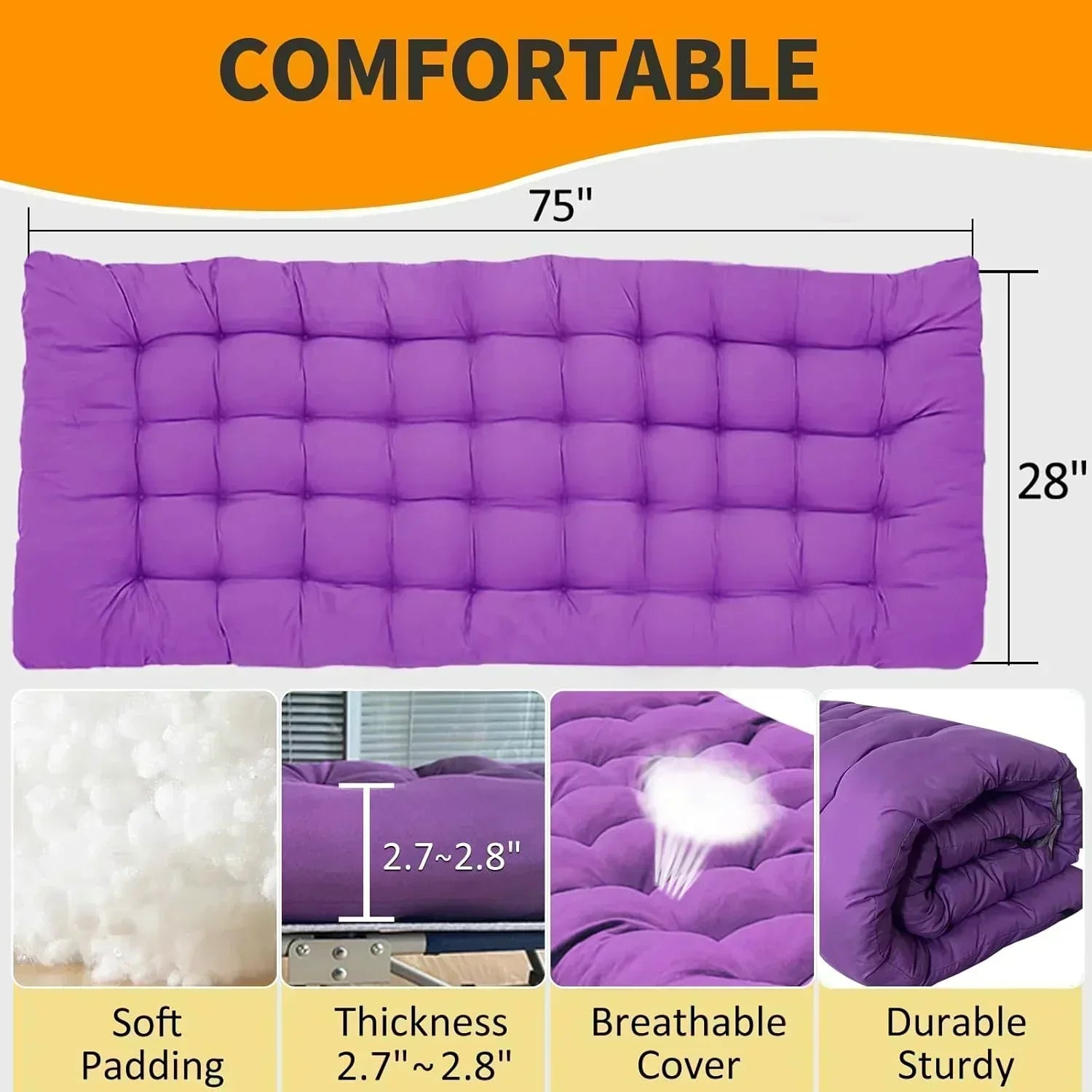 2-Pack Camping Cots with Mattress Comfortable Folding Bed Heavy Duty Baby Cot