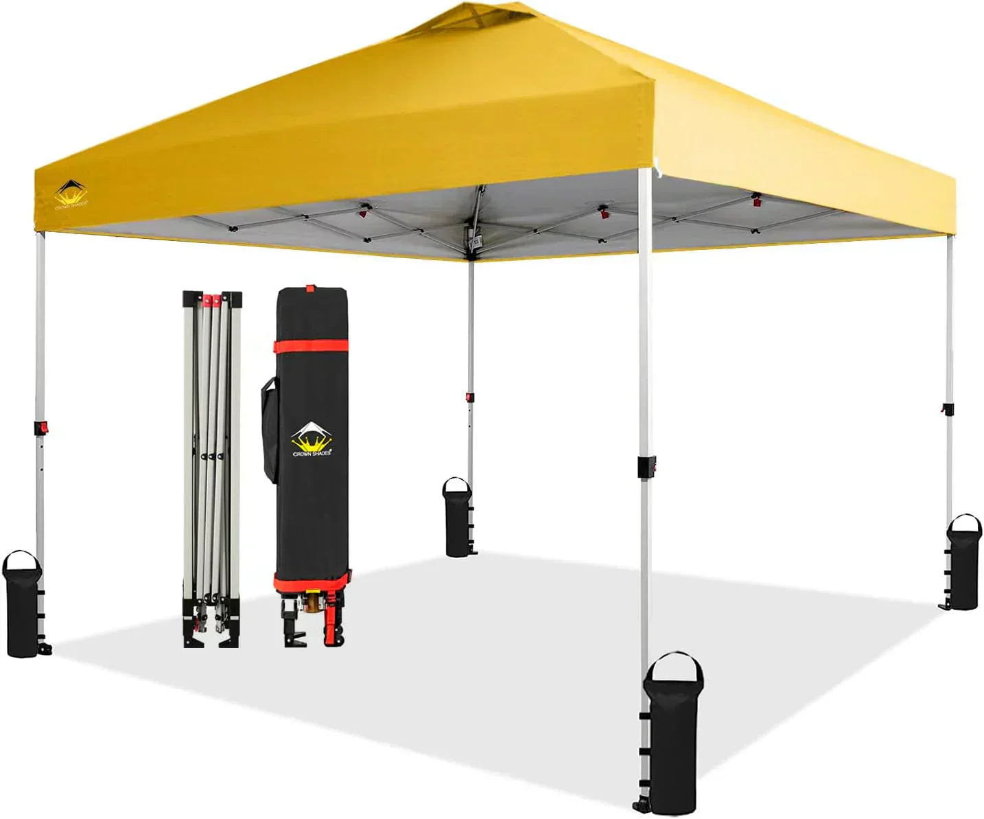 10x10 Pop-Up Awning One-Click Installation Beach Tent Outdoor Sunshade Silver Coated Top