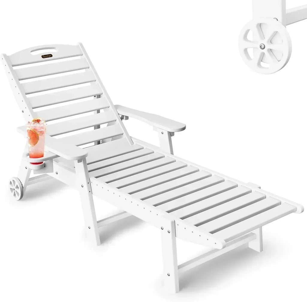 Lounge Chair Outdoor Chaise Lounge HDPE 6-Position Outdoor Chaise Lounge Patio Lounge Chair