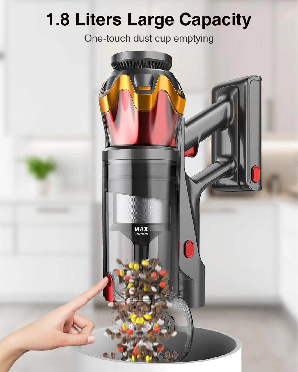 Cordless Vacuum Cleaner,580W 48KPA 65Mins Vacuum Cleaners for Home,Self-Standing Stick Vacuum with Anti-Tangle Brush & OLED Touch Screen,Rechargeable Vacuum Cordless for Pet Hair,Carpet,Hardwood Floor