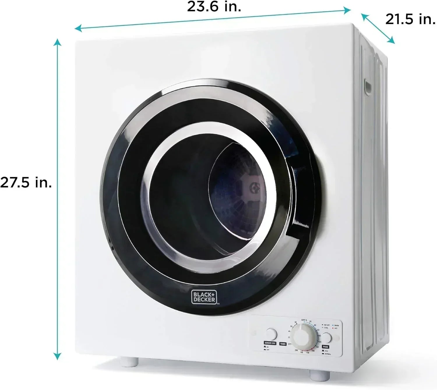 Compact Clothes Dryer 1.5 Cu. Ft. 850W Electric Dryer 120V Vented Dryer Stainless Steel Drum