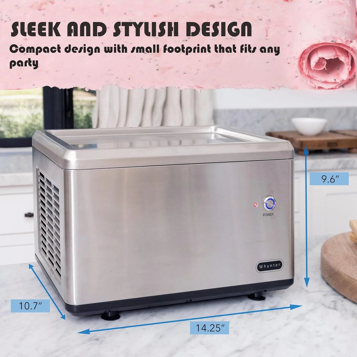 Whynter ICR-300SS 0.5-Quart Stainless Steel Rolled Ice Cream Maker With Compressor